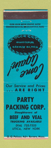 Matchbook Cover - Party Packing Beef Veal Utica NY