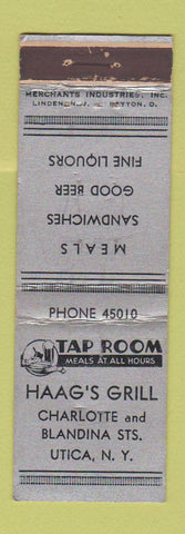Matchbook Cover - Gaag's Grill Utica NY MERCHANTS WEAR