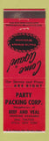 Matchbook Cover - Party Packing Beef Veal Utica NY