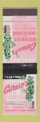 Matchbook Cover - Caruso's Restaurant Canandaigua NY WORN