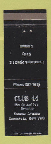 Matchbook Cover - Club 44 Canastota NY restaurant