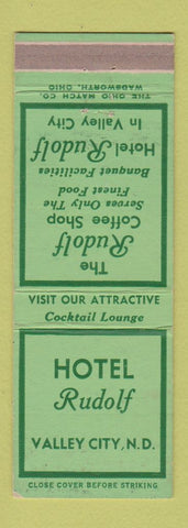 Matchbook Cover - Hotel Rudolph Valley City ND