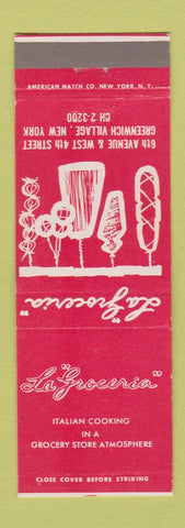 Matchbook Cover - La Groieria Italian Restaurant New York City