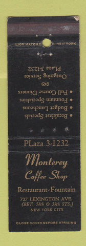 Matchbook Cover - Monterey Coffee Shop New York City WEAR