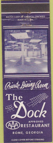 Matchbook Cover - Dock Restaurant Rome GA