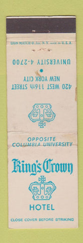 Matchbook Cover - King's Crown Hotel New York City WEAR