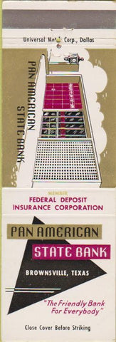 Matchbook Cover - Pan American State Bank Brownsville TX