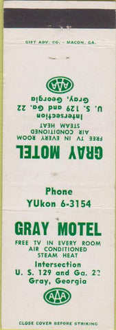 Matchbook Cover - Gray Motel Gray GA