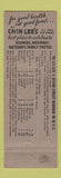Matchbook Cover - Chin Lee Chinese Restaurant New York City