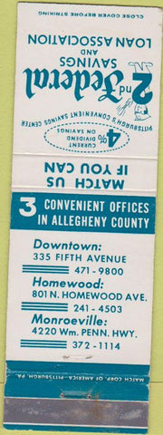 Matchbook Cover - 2nd Federal Savings Loan Homewood Monroeville