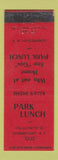 Matchbook Cover - Park Lunch Schenectady NY