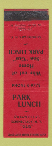Matchbook Cover - Park Lunch Schenectady NY