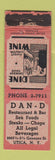 Matchbook Cover - Dan D Restaurant Utica NY WORN