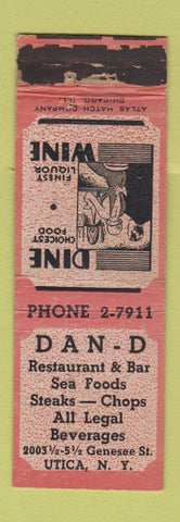 Matchbook Cover - Dan D Restaurant Utica NY WORN