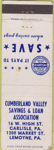 Matchbook Cover - Cumberland Valley Savings Loan Lemoyne Carlisle PA
