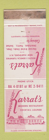 Matchbook Cover - Karrat's Restaurant New Hartford NY WORN