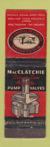 Matchbook Cover - MacClatchie Manufacturing Pump Valves New York City WEAR