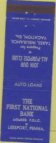 Matchbook Cover - First National Bank Leesport PA