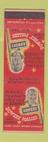 Matchbook Cover - Sammy's Bowery Follies New York City