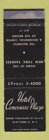 Matchbook Cover - Hotel Concourse Plaza New York City WEAR
