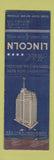 Matchbook Cover - Hotel Lincoln New York City Lion Canada 1929