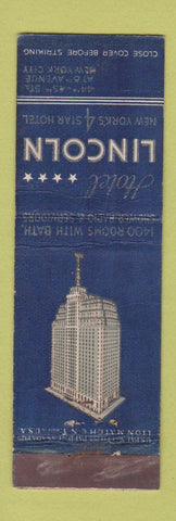 Matchbook Cover - Hotel Lincoln New York City Lion Canada 1929