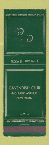 Matchbook Cover - Cavendish Club New York City WEAR