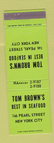 Matchbook Cover - Tom Brown's Seafood New York City