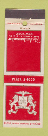 Matchbook Cover - Ambassador Hotel New York City
