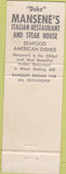 Matchbook Cover - Mansene's Italian food Miami FL