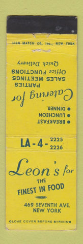 Matchbook Cover - Leon's Restaurant New York City WEAR