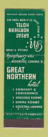Matchbook Cover - Great Northern Hotel New York City