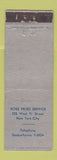 Matchbook Cover - Rose Fried Service New York City ODD MANUMARK WEAR