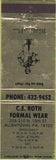 Matchbook Cover - CE Roth Formal Wear Allentown PA