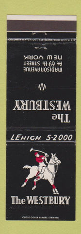 Matchbook Cover - Westbury New York City Hotel