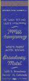 Matchbook Cover - Broadway Motel Denver CO