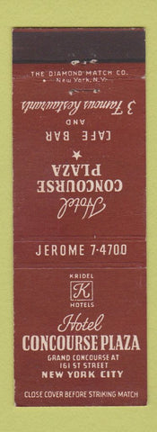 Matchbook Cover - Hotel Concourse Plaza New York City