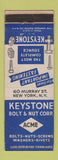 Matchbook Cover - Keystone Bolt and Nut New York City WEAR