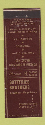 Matchbook Cover - Gottfried Brothers Tobacco New York City