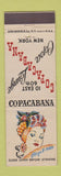 Matchbook Cover - Copacabana New York City girlie
