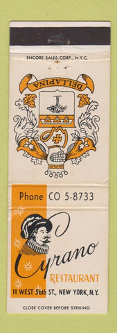 Matchbook Cover - Cyrano Restaurant New York City WEAR