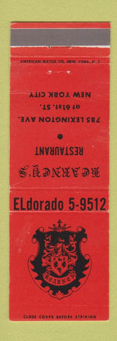 Matchbook Cover - Kearney's Restaurant New York City