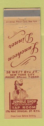 Matchbook Cover - Jumble Shop Restaurant New York City WORN