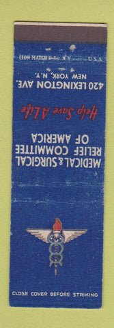 Matchbook Cover - Medical Surgical Relief Committee New York City