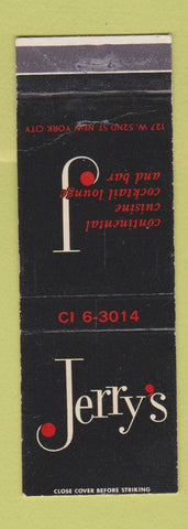 Matchbook Cover - Jerry's Restaurant New York City