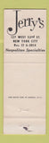 Matchbook Cover - Jerry's Restaurant New York City