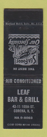Matchbook Cover - Leaf Bar Grill Corona NY WEAR