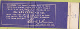 Matchbook Cover - Van Cleve Hotel Dayton OH