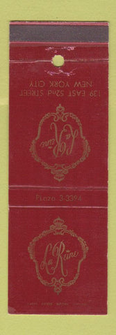 Matchbook Cover - La Reine New York City
