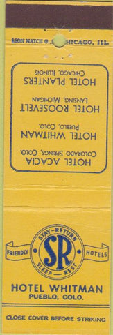 Matchbook Cover - Hotel Whitman Pueblo CO